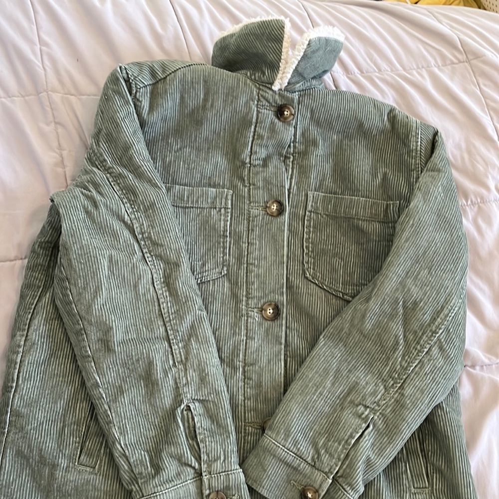 Green corduroy coat